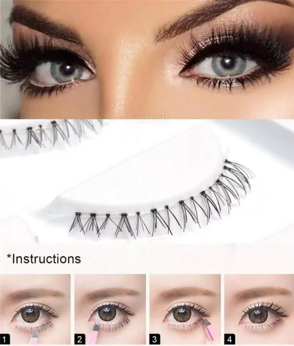 5 Pairs Lower Eyelashes Soft 100% Handmade Clear Band - Image 3