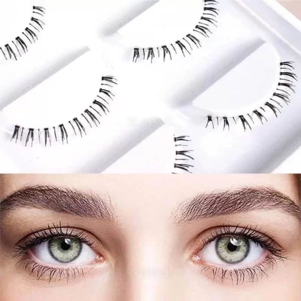 5 Pairs Lower Eyelashes Soft 100% Handmade Clear Band - Image 2