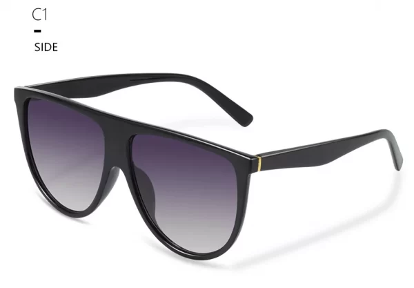 Flat Top Oversized Luxury Designer Black Shades - Image 2