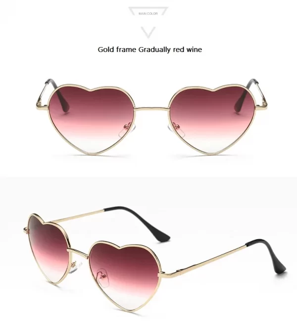 Ladies Heart Shaped Designer Rimless Sunglasses - Image 2